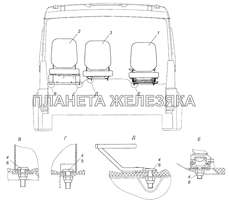 6520-5000120-08 Установка сидений КамАЗ-4308 (2008)